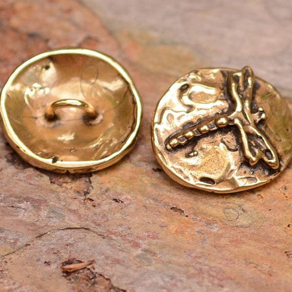 Artisan Bronze Dragonfly Button, LD-90