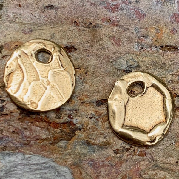 Small Rustic Disc Charms in Gold Bronze, Set of Two, LD-301 s/2