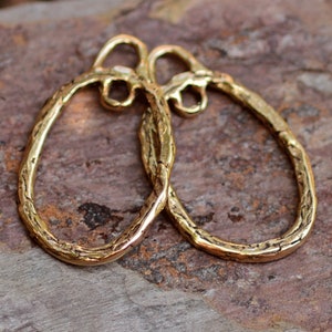 Artisan Hoop Earring Findings in Bronze, LD-264 (PAIR)