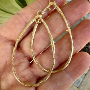 Gold Bronze Rustic Large Teardrop Hoops, LD-673, S/2 UNOXIDIZED