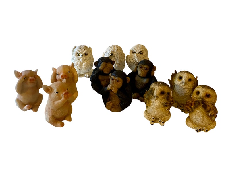 see no Evil Set of Three Wise figurines Hear no Evil speak no Evil