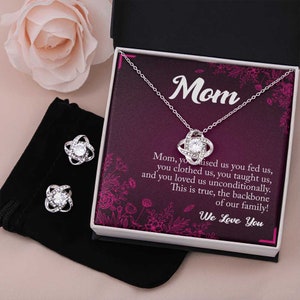 Collier et boucles d'oreilles en or, Cadeau pour la fête des Mères, Mom The Backbone, Cadeau personnel pour maman, Cadeau pour maman, Enfants à maman, Carte-cadeau faite main