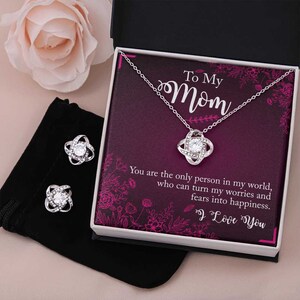 Collier et boucles d'oreilles en or, cadeau fête des mères, bonheur pour maman, cadeau personnel maman, cadeau pour maman, enfant à maman, carte-cadeau faite main