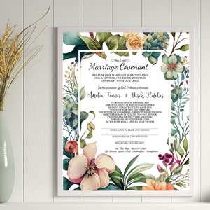 Modelo de certificado de aliança de casamento da imaginação vibrante de Deus 8x10/fácil edição Corjl/edição e impressão em seu próprio laptop e impressora