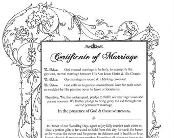 True Vintage Romance Certificate of Marriage/optional certificate holder/optional 4.25 x 5.5" certificate plastic laminate