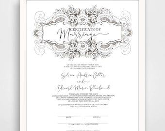 Plantilla de certificado de matrimonio vintage, totalmente editable (digital)
