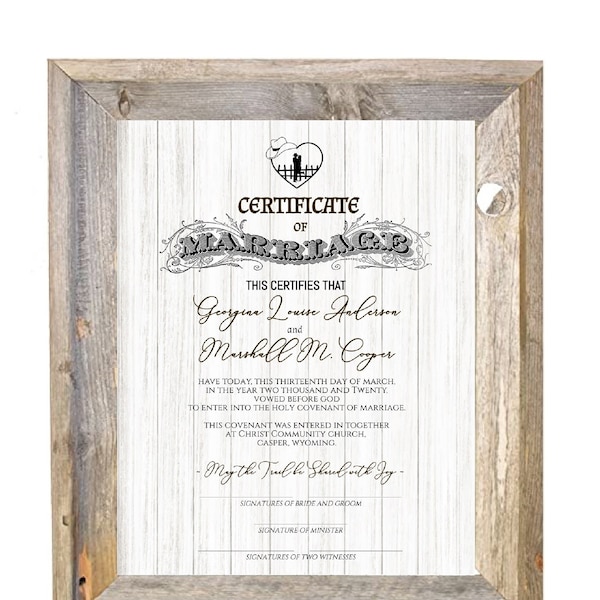 The Honor of a Cowboy Certificate of Marriage Template 8x10 DC/easy Corjl edit/edit & print on own laptop and printer or take to print shop