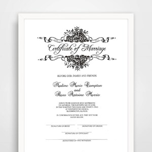 Vintage Reverence Heiratsurkunde Vorlage 8.5x11/easy Corjl bearbeiten/editieren und ausdrucken mit eigenem Laptop und Drucker