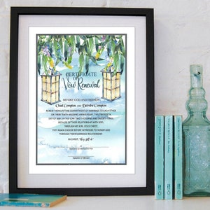 Under the Stars and Lanterns Marriage Covenant Certificate 8.5x11/opt certificate holder/opt 4.25x5.5&quot; matching plastic laminates