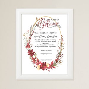 Passionate Posies of Promise Certificate of Marriage/optional 4.25&quot; x 5.5&quot; plastic laminates/optional certificate holder