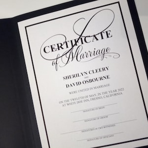 Minimalist Certificate of Marriage/contemporary wedding certificate/optional certificate holder/optional 4.25&quot; x 5.5&quot; matching laminates