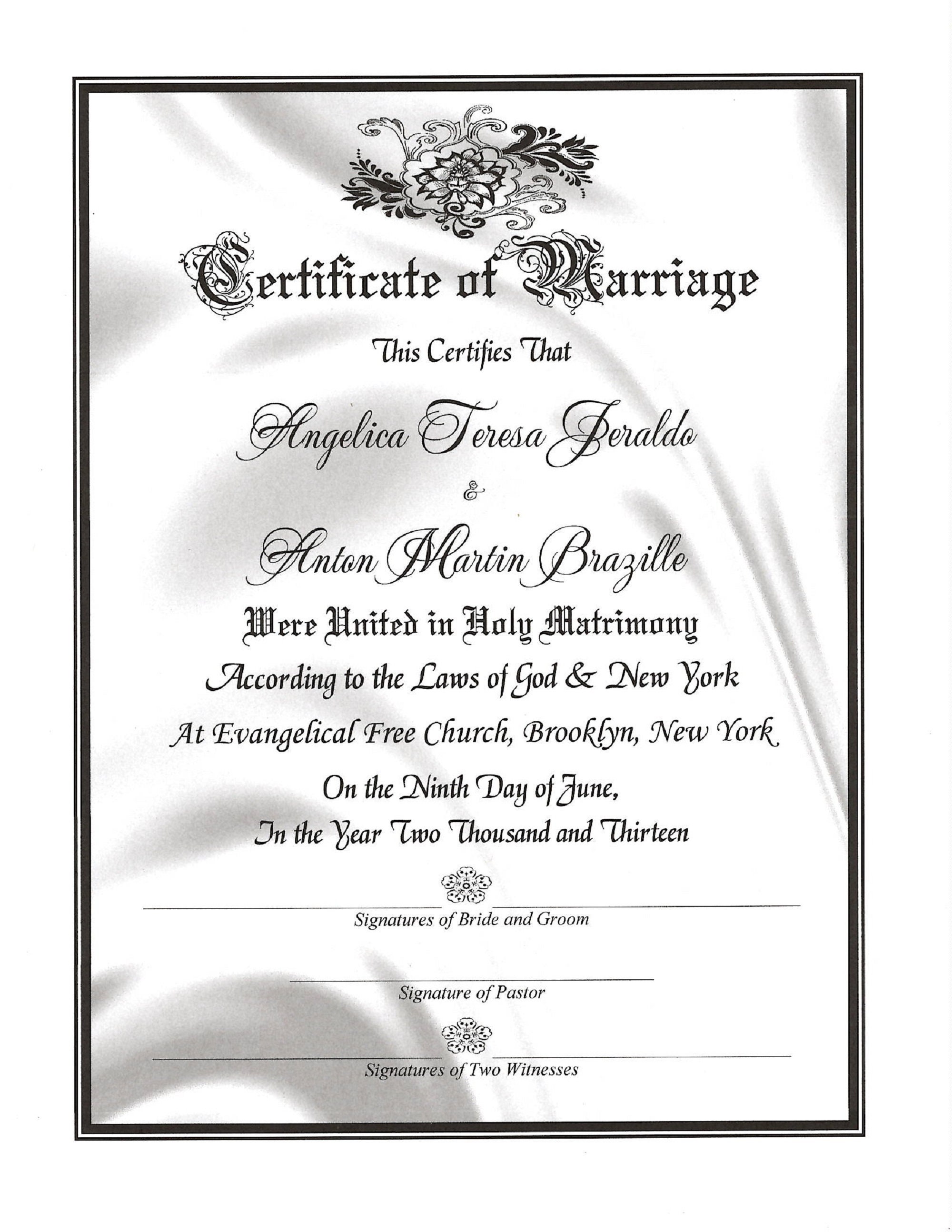 Greatest Love 117510 Blank Marriage Certificate New 