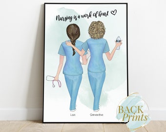 Nurse print, Best Friend gift, Vet gift, Nursing gift, Nursing print, Personalised print, Doctor gift, Scrubs, Nurses, Nurse Birthday gift