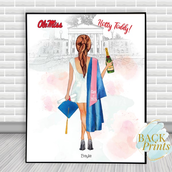 Ole Miss, Graduation gift, Personalized gift, Ole Miss print, Graduation print, Daughter graduation gift, Custom print, Class of 2024