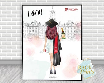 Graduation gift, Personalized gift, class of 2024, Harvard University, University graduation, Graduation print, Daughter graduation gift