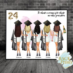 Graduation gift for best friends, 5 graduates, Personalized Print, Girlfriends gift, Graduation class of 2024, Besties gift, Graduation 2024