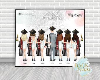Best Friends Graduation Gift, 7 Best Friends Print, Bryant University Graduation, Custom Besties Print, Roommates Graduation Print