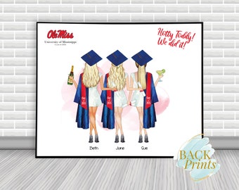 Graduation gift for best friend, Personalized Graduation Print, Girlfriends gift, Graduation class of 2025, Ole Miss, Roommate Gift