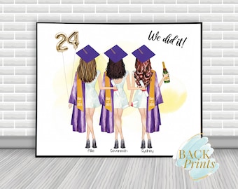 Graduation gift for best friend, Personalized Graduation Print, Girlfriends gift, Graduation class of 2025, Besties gift, Roommates Gift