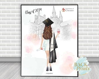 University Graduation print, Daughter graduation gift, College Graduation, High school graduation,  University of Chester, Gift for graduate