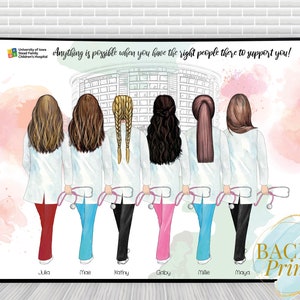 Doctors team print, Doctors friendship gift, 6 Doctors, Doctors print, Personalized print, Scrubs, Doctors, Doctor Birthday gift