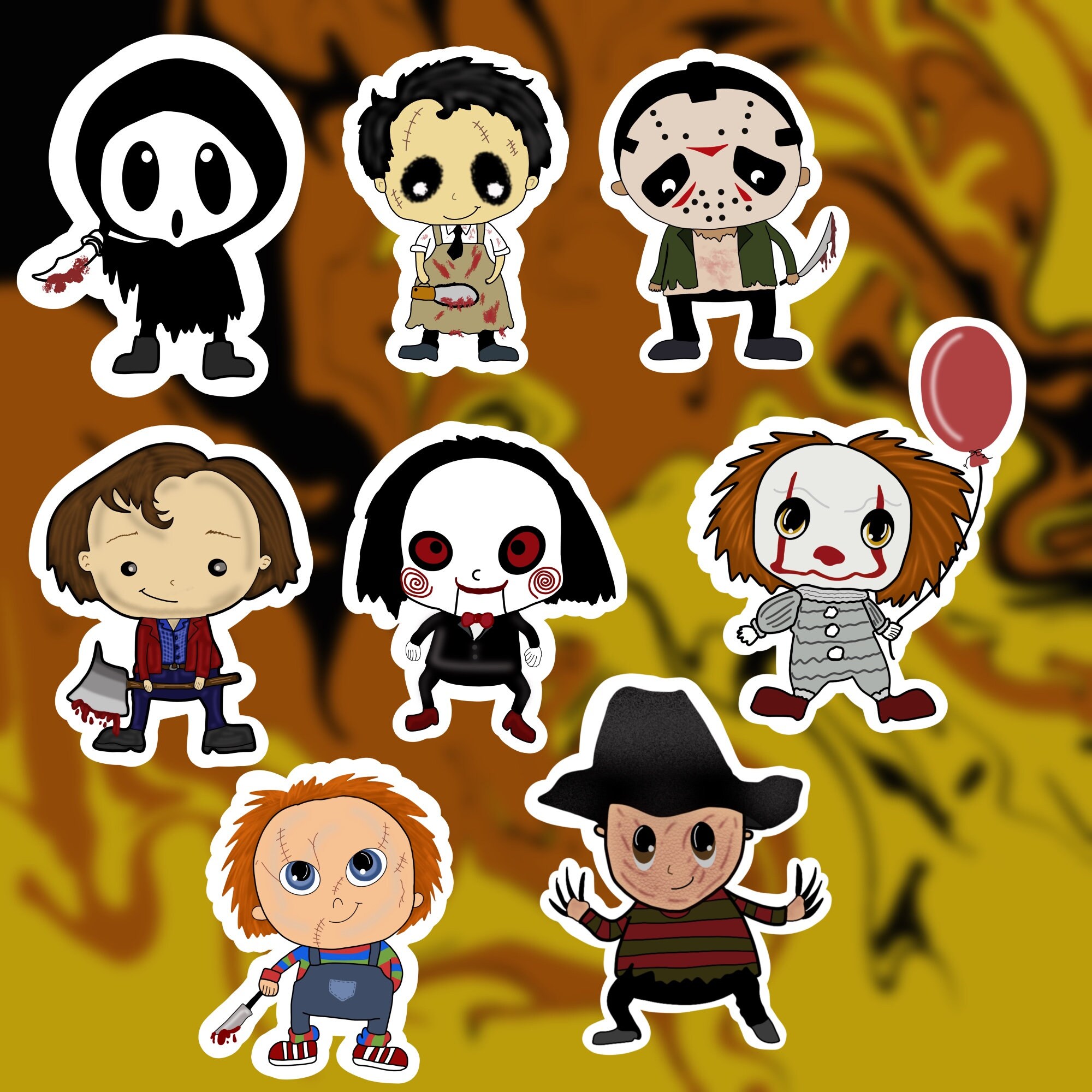 Cartoon Horror Movie Stickers Etsy