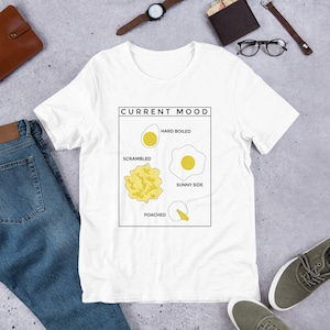 Funny Egg T-shirt, Scramble eggs, Breakfast, Fried Egg, Mood, Foodie gift, Short-Sleeve, Unisex, T-Shirt image 1