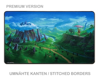 Stitched Playmat Breath of the Wild, Zelda Inspired TCG Mat, XL Mousepad Made in Germany, Original Art Signed by Artist