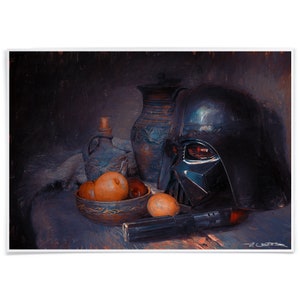 Art Print Vanitas Vader Helmet on Still life, Printed with Archival-Ink, Art Signed by the Artist