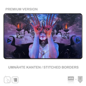 Umnähte Spielmatte - Oni Ni Tenome, Pans Labyrinth inspirierte TCG Playmat Mousepad Hergestellt in DE, Vom Künstler signiert