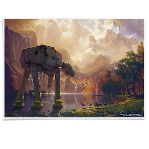 Tirage d'art ATAT Walker, inspiré de Star Wars, réalisé avec de l'encre d'archives, art pastiche signé par l'artiste