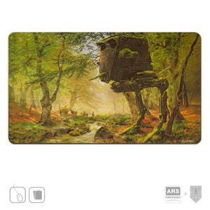 Spielmatte Verlassener Walker im Wald, Krieg der Sterne TCG Playmat Hergestellt in Deutschland, Vom Künstler signiert