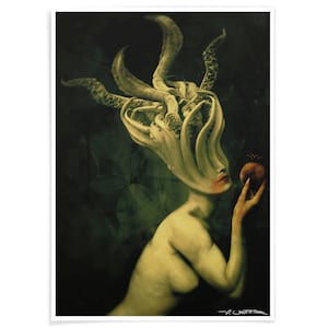 Kunstdruck Cthulhurotica, Lovecraft inspiriertes Motiv, Hergestellt mit Archivtinte, Original Kunst signiert vom Künstler