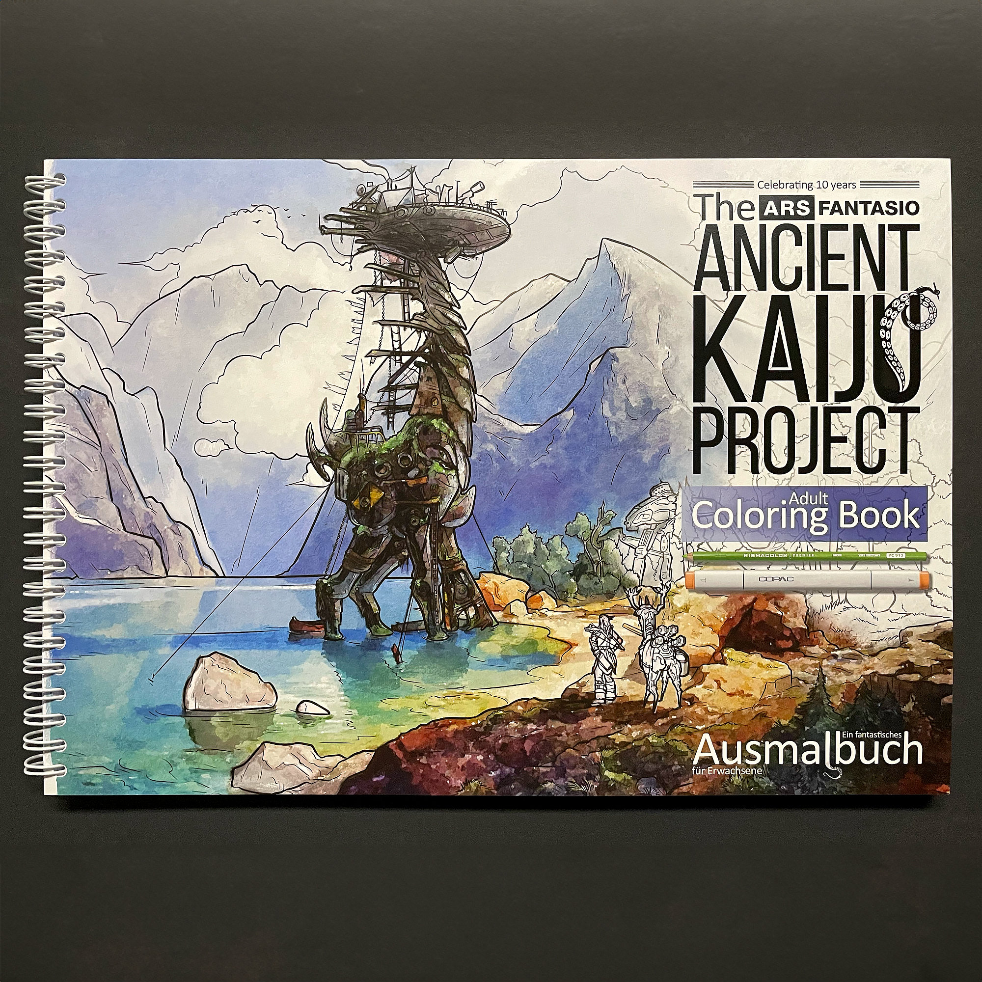 Ancient Kaiju Sci‑Fi Coloring Book for Adults by Ars Fantasio – Detailed Landscapes, Hand‑Signed Collector’s Edition