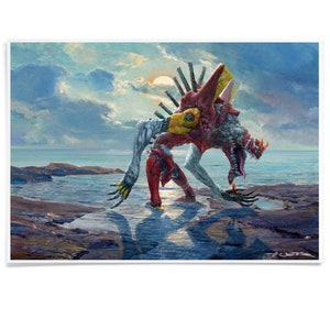 Art Print of Beast-Mode-EVA, Anime Inspired Landscape, Printed with Archival-Ink Signed by Artist