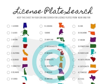 Road Trip Activity- License Plate Search (Printable)