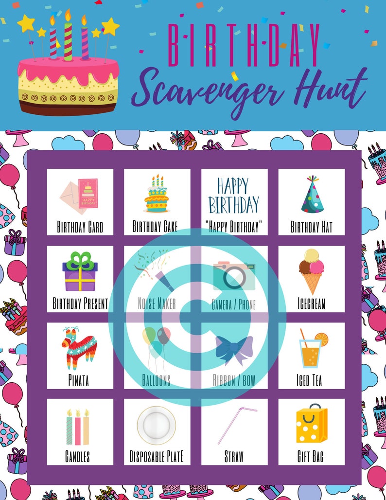 Birthday Scavenger Hunt printable Etsy