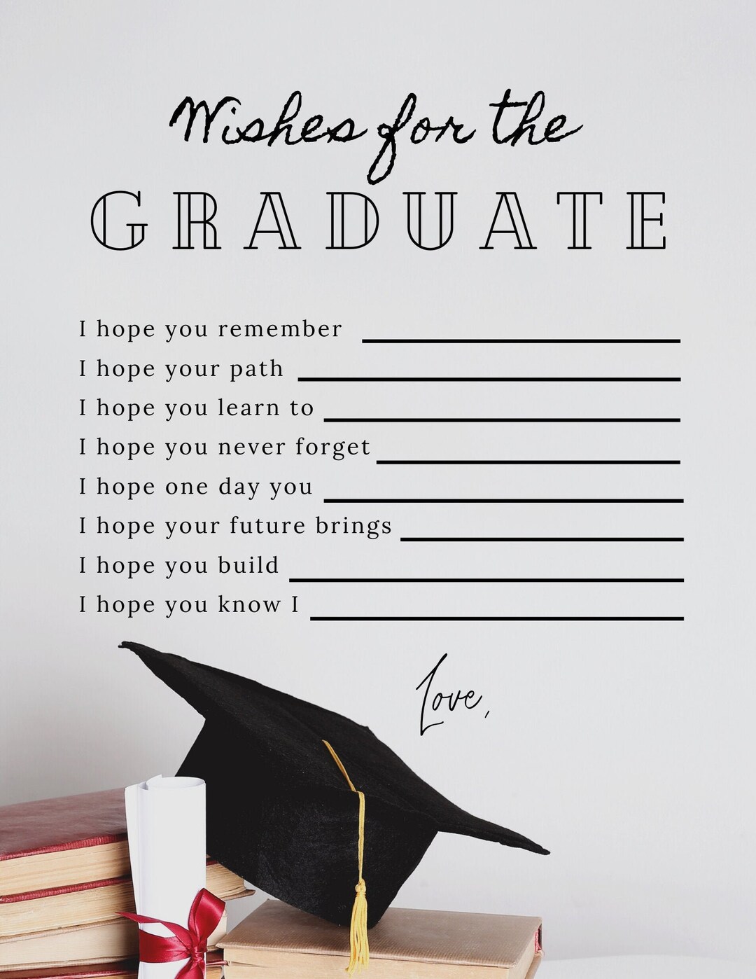Wishes for the Graduate- Printable - Etsy
