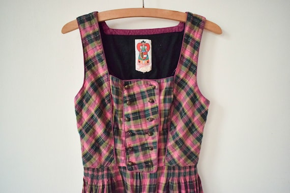 Vintage Checked Traditional Austrian Dress Folk