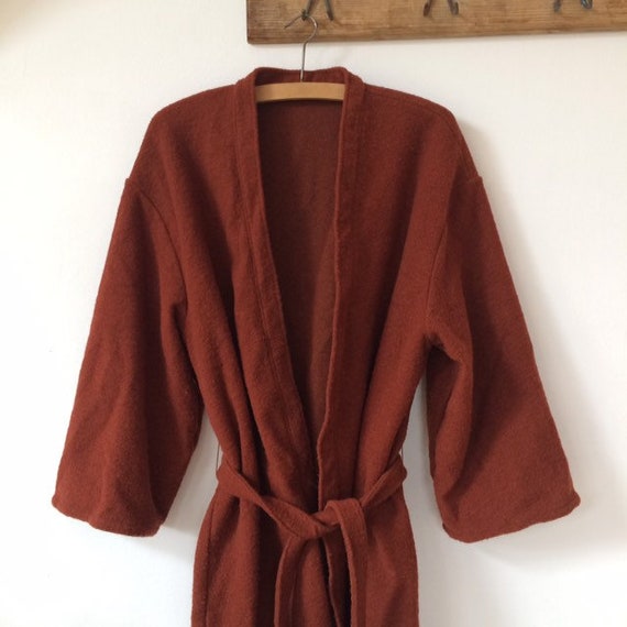 Terracotta Wool Wrap Coat with Belt