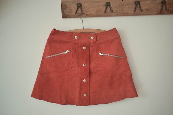 Vintage Red Suede Biker Skater Skirt