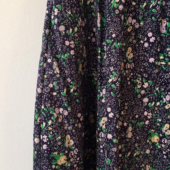Vintage floral print cotton mid skirt
