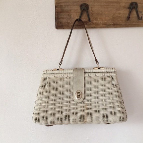 Vintage White Basket Bag Handbag
