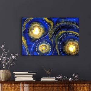 Resin geode art, Backlit wall decor, Azurite druzy, blue resin geode, luxury decor, original art, wall decor, home decor, royal, wall art image 1