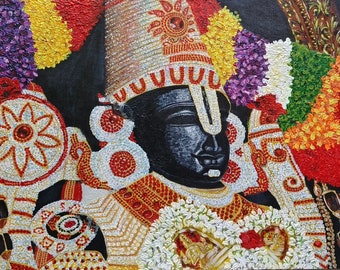 Tirupathi Balaji painting, lord Balaji, lord venkateswara, Hindu art, india folk art, Hindu gods, lord Balaji original painting, wall art