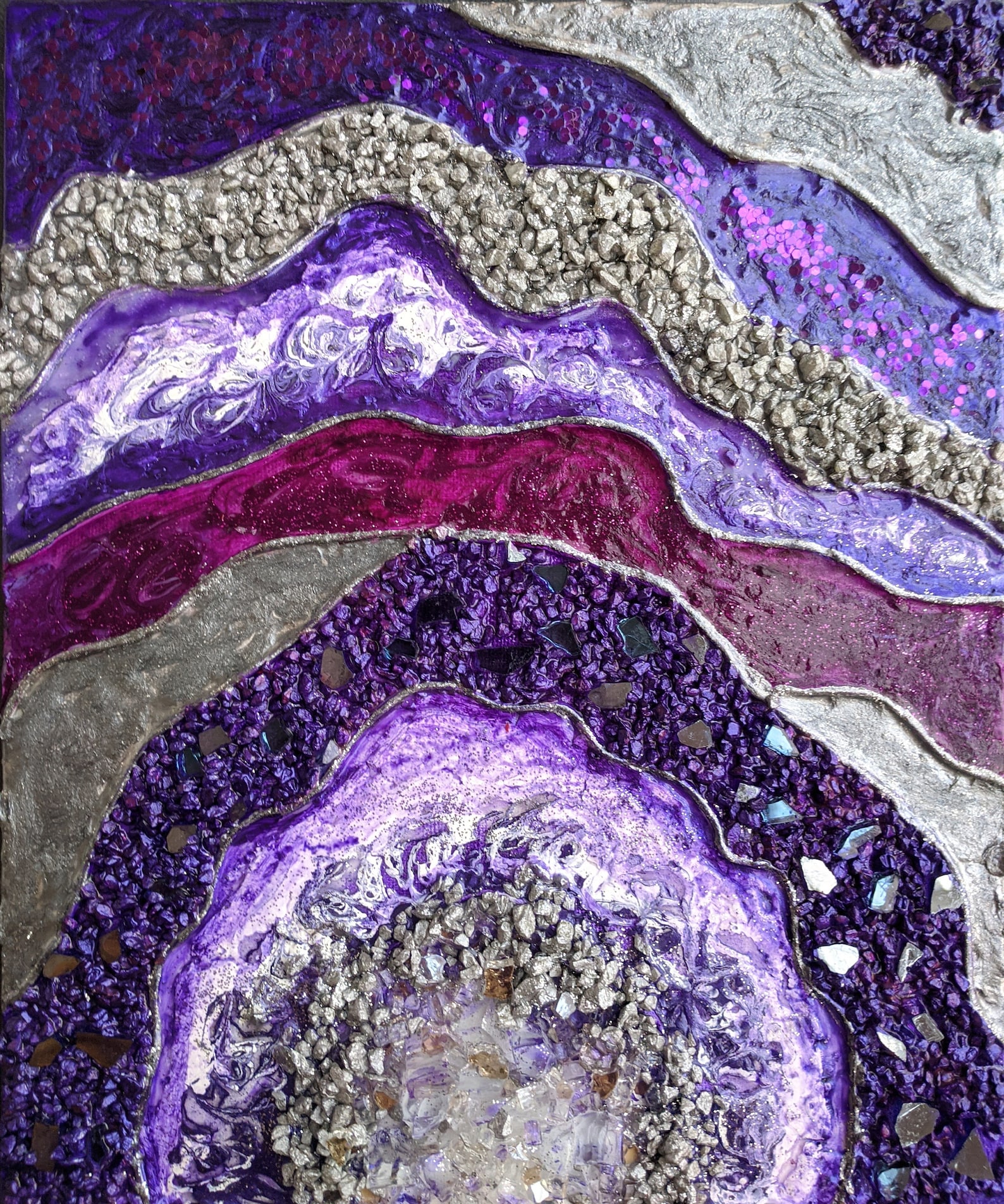 Crushed Glass Art Geode Art Resin Geode Crystal Etsy