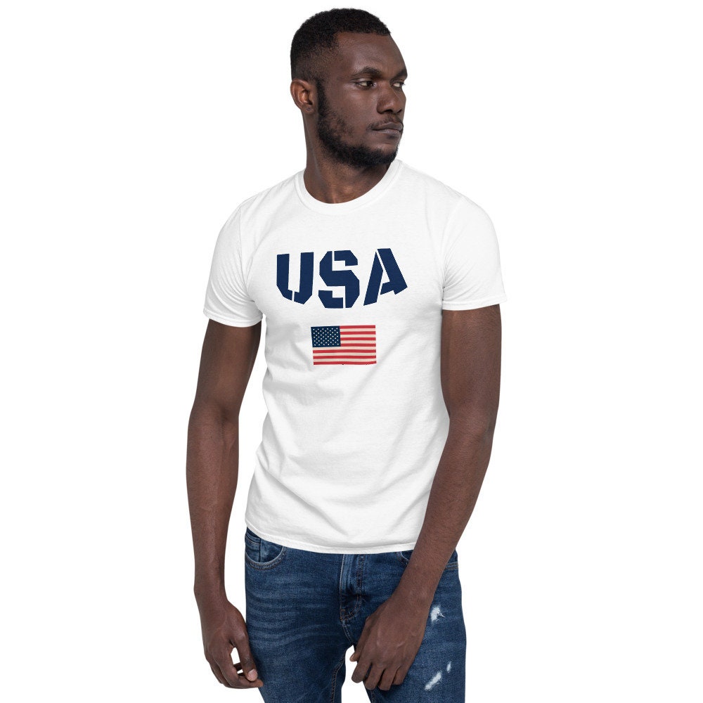 USA Flag Sleeve Unisex TShirt Etsy