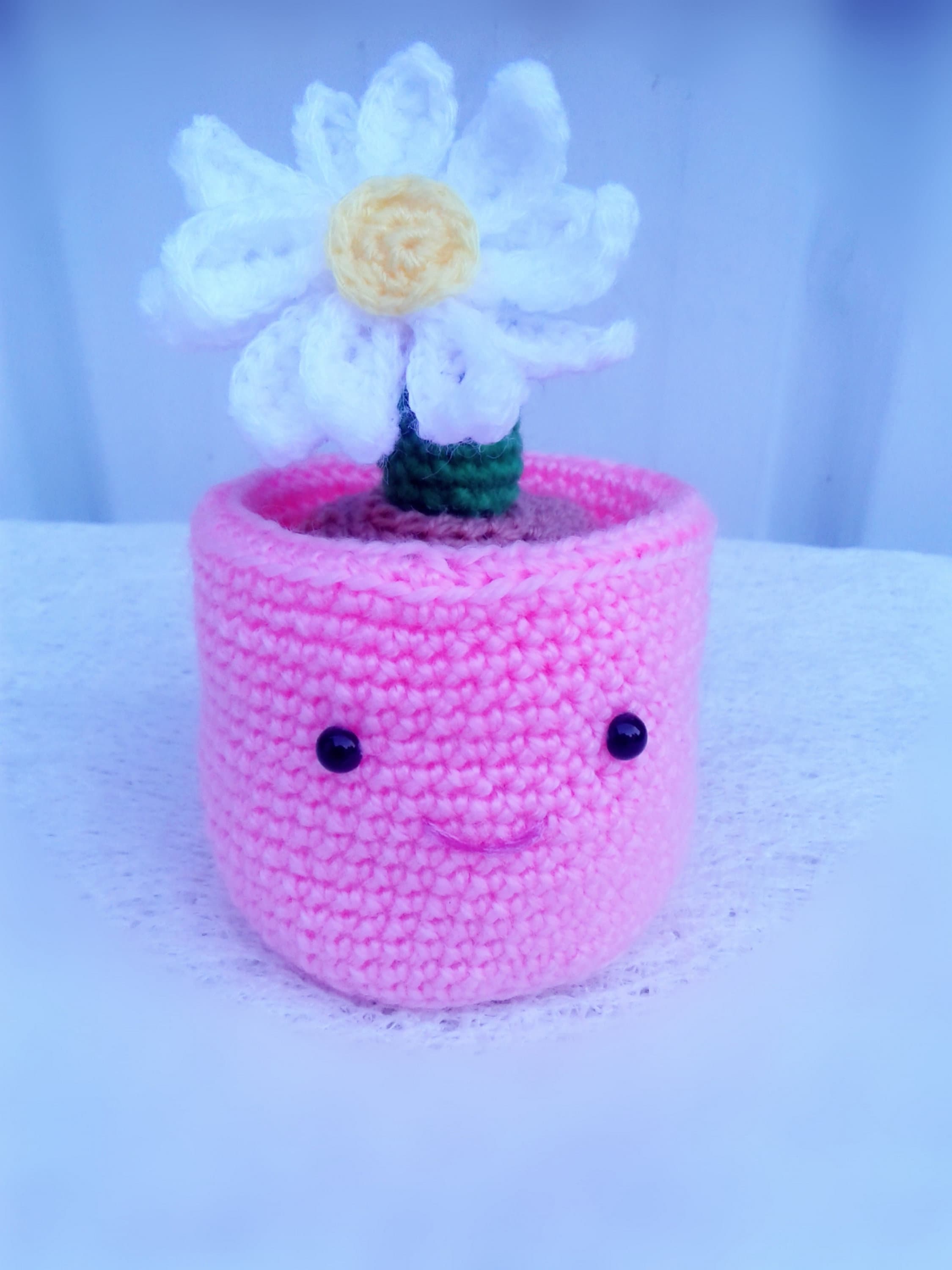 Crochet Daisy Flower Pot Potted Daisy Cute Flower Pots Etsy Sweden