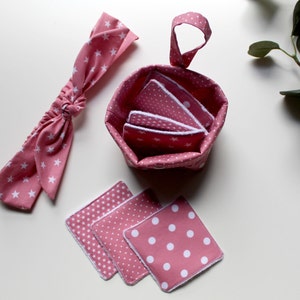 MAKE-UP REMOVER set, washable make-up remover pads, in cotton and bamboo microsponge, with storage basket and matching hair band.