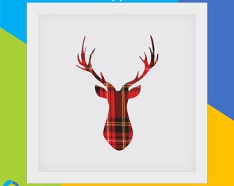 Stag Head, "Highland Vibes" Cut-Out Art (Textured White), Perfect Gift